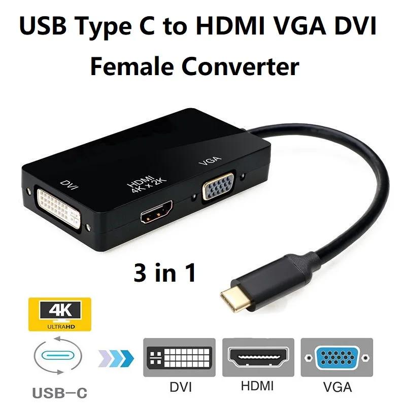 USB C to VGA HDMI DVI ,  ƺ  ȼ XPS  ȣȯ , CŸ to HDMI VGA DVI  ȯ, 3 in 1